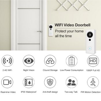 1080p家用視頻智能wifi門鈴無線門鈴帶有相機對講機無線戒指門鈴