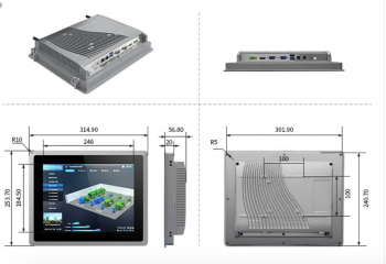 完全封閉的IP65防水無風扇嵌入式壁掛工業面板PC觸摸屏12英寸
