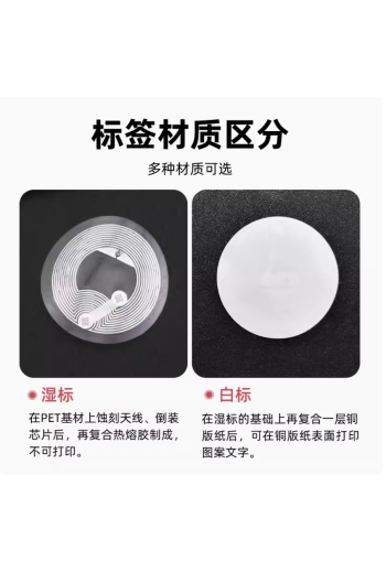 復旦F08芯片RFID電子標籤13.56MHz高頻IC不乾膠射頻標籤貼14443A