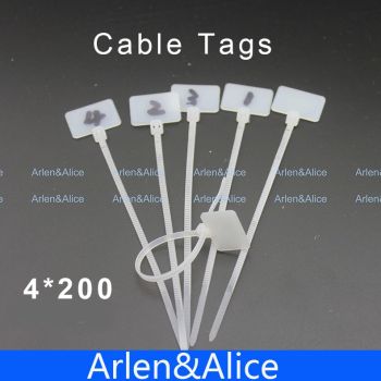 250pcs 4mm*200mm Nylon cable ties tags for On Ethernet RJ45 RJ 12 Wire power cable Label Mak
