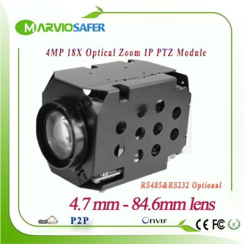 4MP 2592X1520 IP PTZ相機模塊X18光Zoom 4.7-84.6mm鏡頭RS485 / RS232支持Pelco-D / P