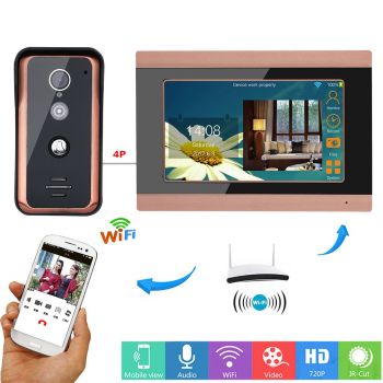 7英寸有線Wired Vifi視頻門電話門鈴對講系統帶有1000TVL有線IR-CUT相機n