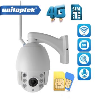 高清4G SIM卡攝像頭WiFi 1080p PTZ速度圓頂攝像機無線室外5X光學變焦SD卡IR P2P