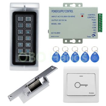 IP65防水訪問控制系統套件套件讀取卡鍵盤鍵盤帶電鎖+電源su