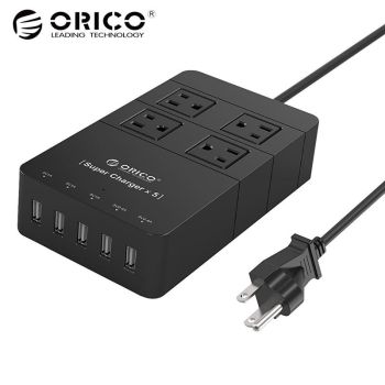 ORICO HPC-4A5U-US-BK Family Size 4 USA Outlet Surge Protector Power Strip with 5 Port 40W USB Charge