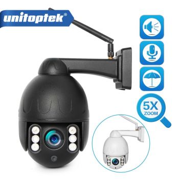 超級迷你PTZ速度圓頂WiFi 1080p IP攝像機室外5X光學變焦2MP無線攝像機H.265 IR