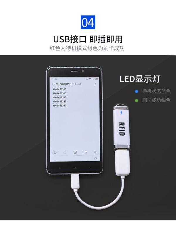 RFID讀卡器nfc手機射頻門禁讀卡器U盤外形ID/IC刷卡器門禁發卡器