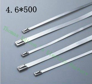高質量100pcs 4.6mmx500mm自鎖不銹鋼拉鍊電纜領帶鎖定包裹