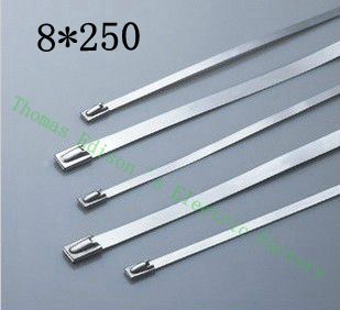 高質量100pcs 8mmx250mm自鎖不銹鋼拉鍊拉鍊拉鍊領帶包裹