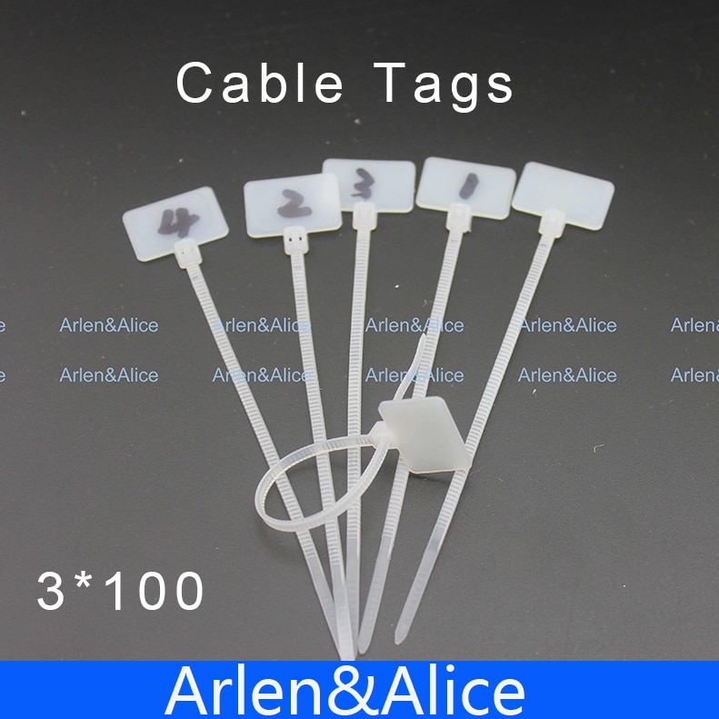 100pcs 3mm*100mm尼龍電纜綁帶標籤，用於以太網RJ45 RJ 12電源電纜標籤MAK
