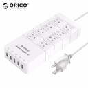 ORICO HPC-8A5U-US-WH家庭尺寸8出口電湧保護器電源板，帶5端口40W USB充電器FO