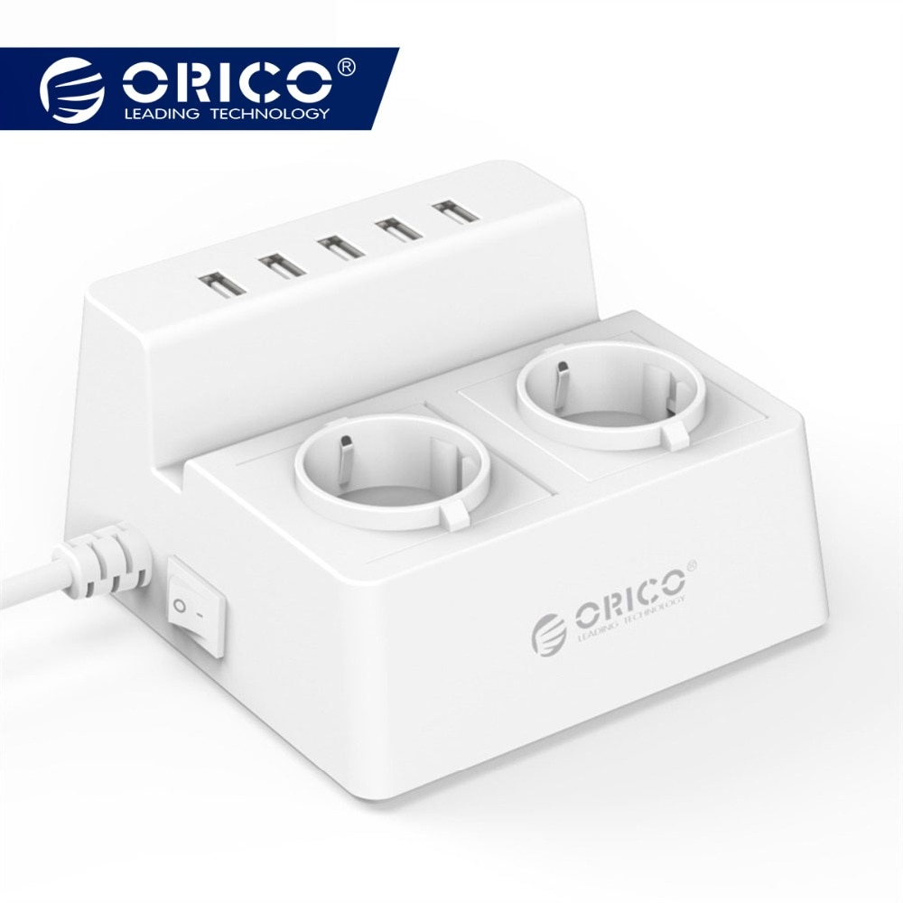 ORICO ODC辦公室家2 AC插座電湧保護器歐盟電力條帶有5個端口USB充電器40W 1.50萬