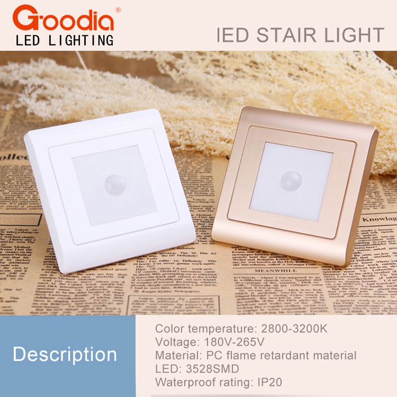 2pcs/lot PIR運動DET LIGHT SENSOR 86盒樓梯光線LED紅外人體感應燈退縮