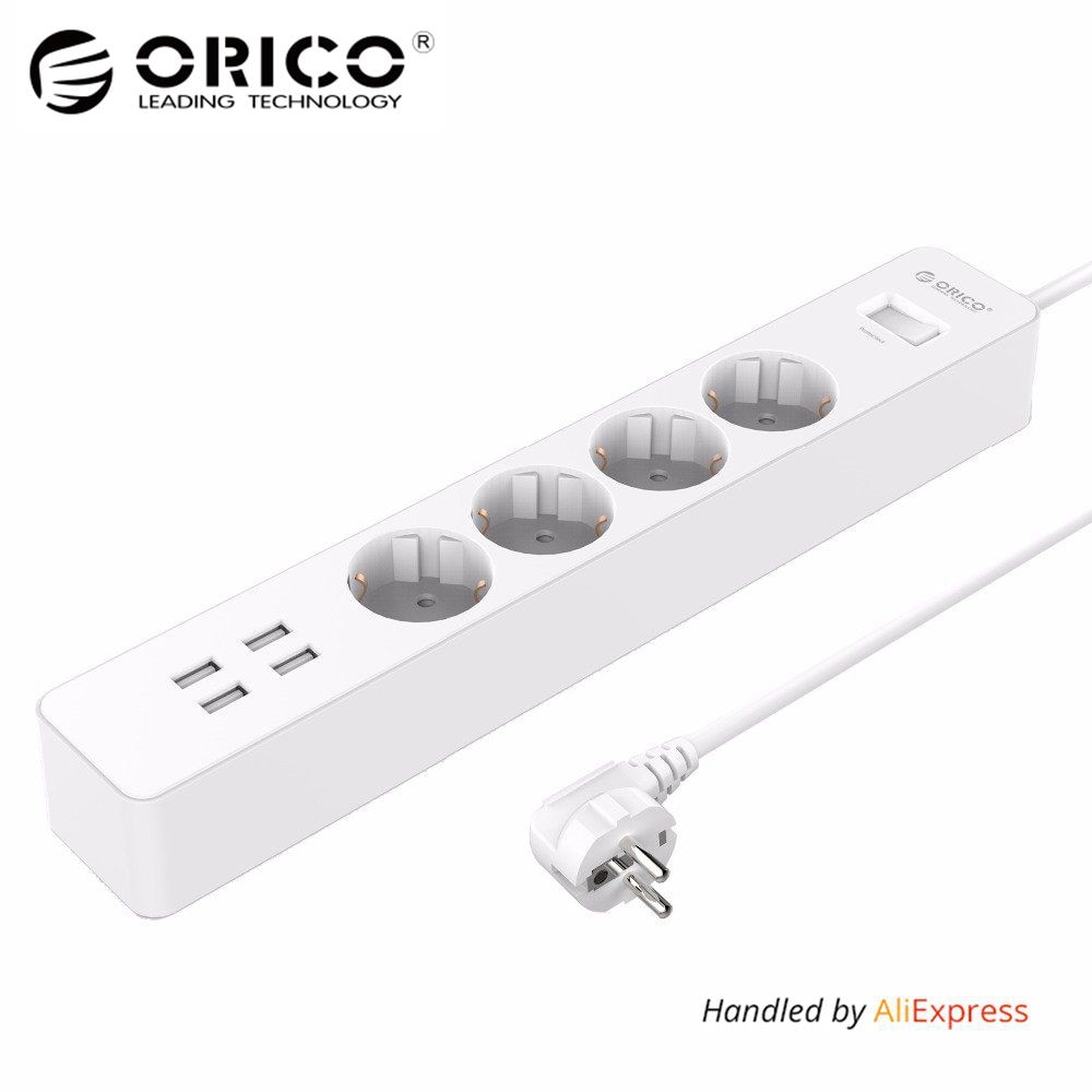 ORICO USB電源家用辦公室歐盟電湧保護器，帶4 USB端口20W充電器4 EU AC插頭最大25