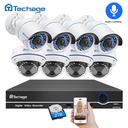 Techage 8CH 1080P POE NVR音頻記錄CCTV安全系統2MP室內室外圓頂POE IP攝像頭IR
