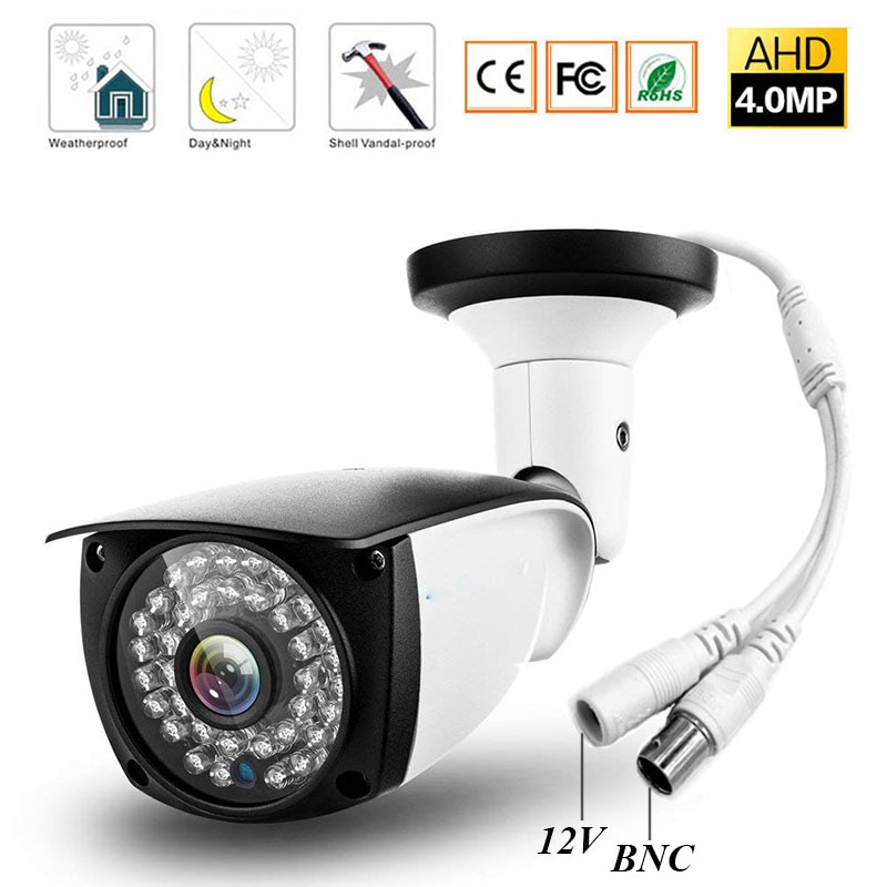 CCTV HD 4MP AHD安全攝像機戶外防水紅外LED金屬子彈監視之夜VI