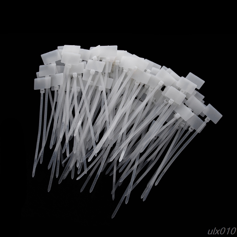 100pcs白色塑料尼龍標記標籤標籤貼紙紮帶2mm x 110mm S08降船