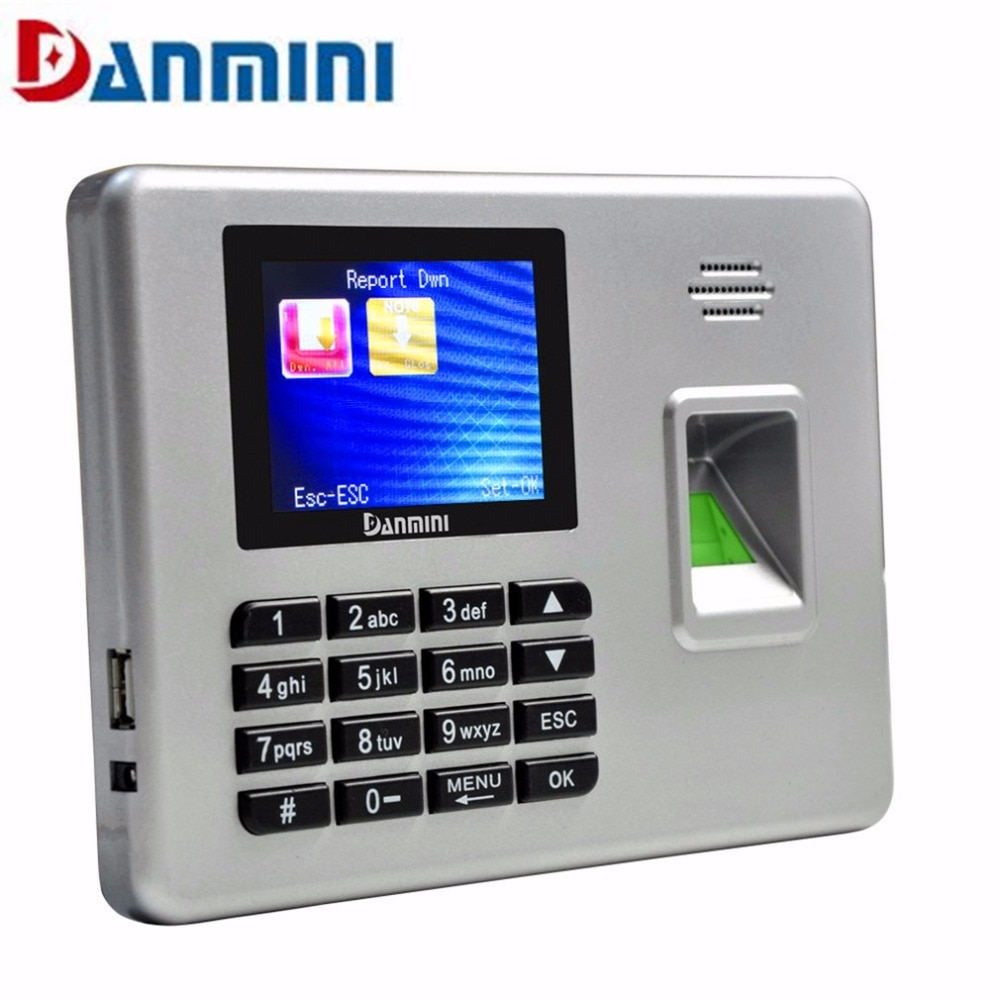 danmini a3 sliver指紋讀取器生物特徵識別門鎖，用拇指打印掃描儀DC 5V/1A顏色TFT