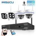MISECU無線4CH CCTV系統WiFi NVR套件IP攝像頭音頻記錄室外室內vandalproof Dome