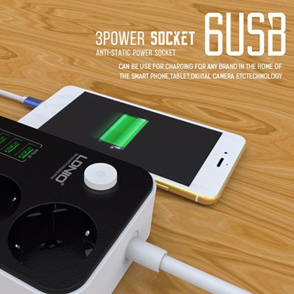 3個插座6 USB端口USB電子電源智能Home插座電湧保護器快速向HOM充電HOM