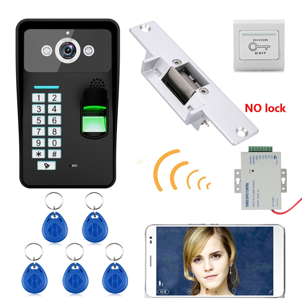 防水高清720p無線WiFi RFID密碼指紋識別視頻視頻門鈴對講機加速