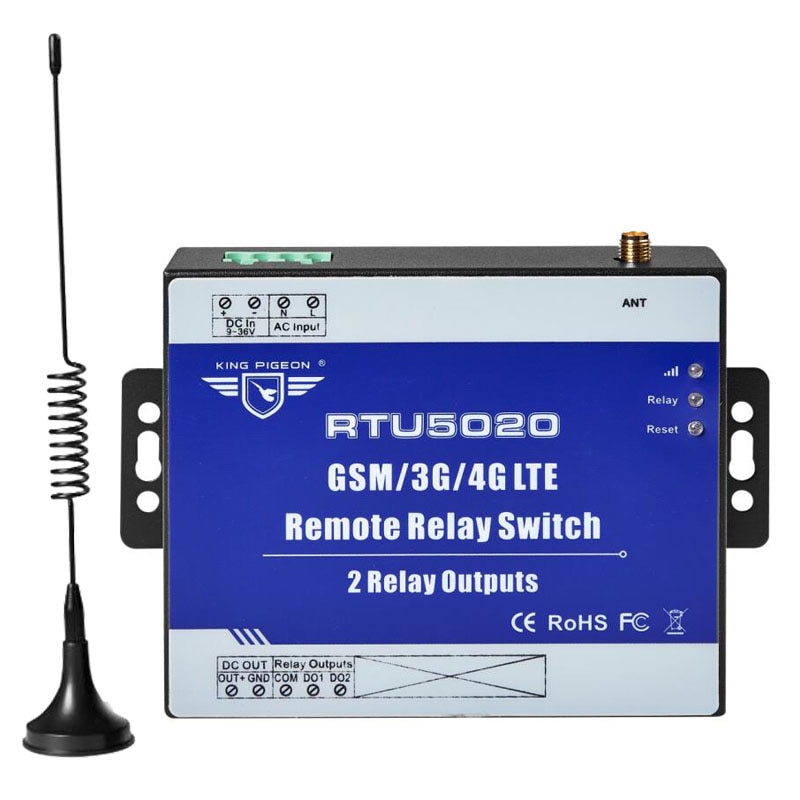 無線繼電器開關3G 4G SMS遙控器，帶2個繼電器輸出，用於街道光自動化c