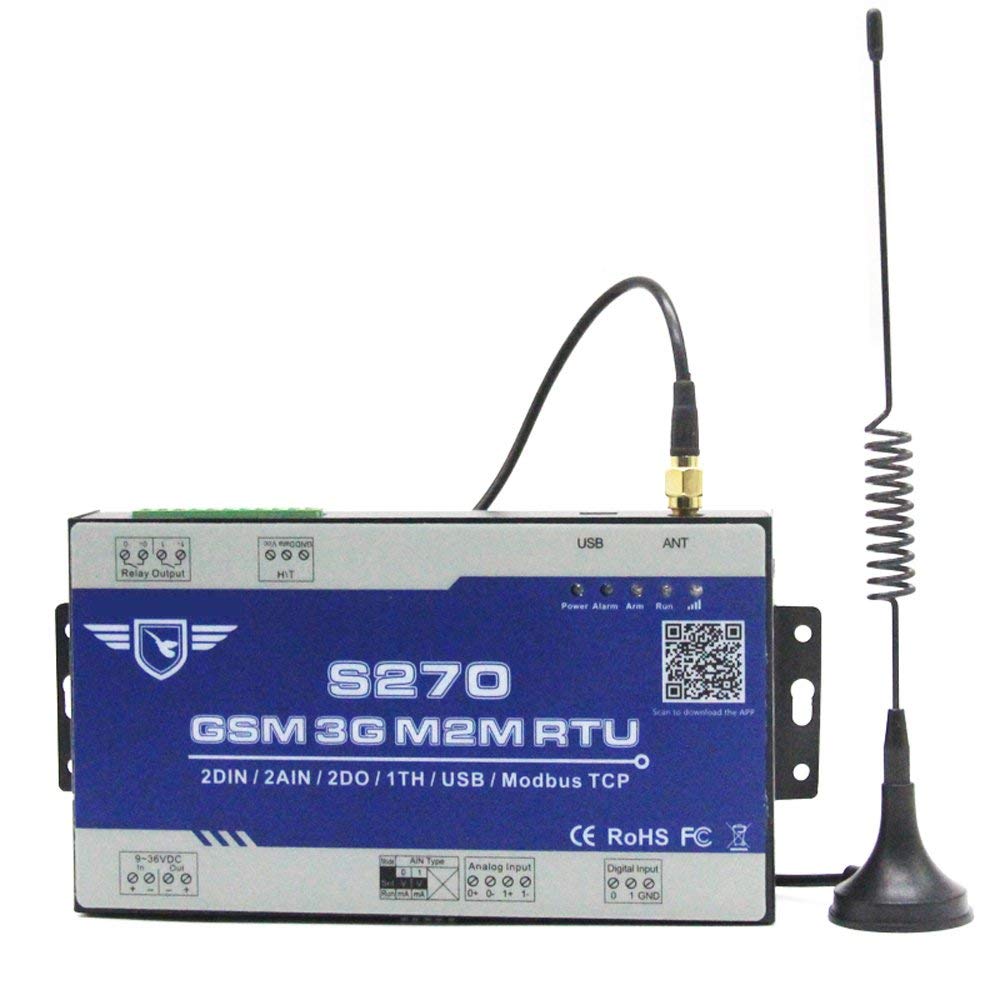 國王鴿子Modbus TCP從3G物聯網RTU智能遠程開關2DI+2AO+2繼電器輸出支持SMS，應用程序控制S270