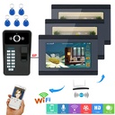 一到三個視頻對講系統1相機3監視無線WiFi指紋RFID密碼視頻