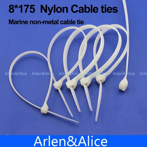 [1759534711-TW] 100pcs 8mm*175mm尼龍電纜綁帶不銹鋼板鎖著船容器與海洋非金屬