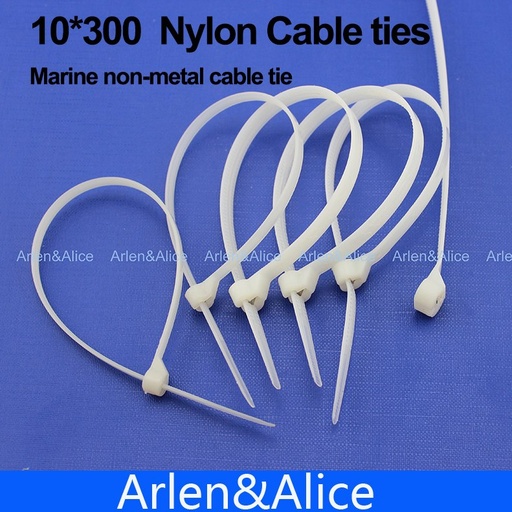 [1759578711-TW] 100pcs 10mm*300mm尼龍電纜綁帶不銹鋼板鎖定船船與海洋非Meta