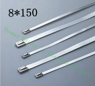 [2024735604-TW] 高質量100pcs 8mmx150mm自鎖不銹鋼拉鍊拉鍊拉鍊領帶包裹