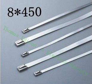 [2024774368-TW] 高質量100pcs 8mmx450mm自鎖不銹鋼拉鍊拉鍊拉鍊領帶包裹