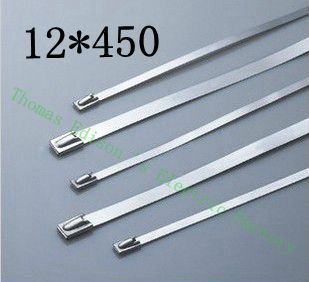 [2024783107-TW] 高質量100pcs 12mmx450mm自鎖不銹鋼拉鍊拉鍊拉鍊領帶包裹