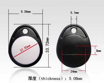 [32470183470-TW] 1000pcs 125KHz EM4100 ID RFID鍵fob，RFID標籤，RFID令牌用於訪問控制KF-06