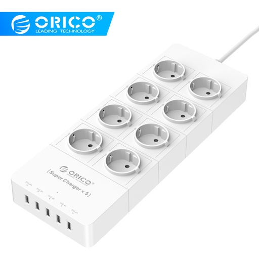 [32585999609-TW] ORICO HPC-8A5U EU/US/UK插頭電氣插座8出口電湧保護器Power Stretp with 5 x 5v2.4a