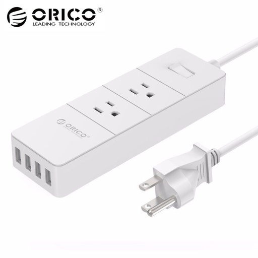 [32662816591-TW] Orico 2插座電力帶電湧保護器最大1250W，4個USB端口20W，以5英尺的功率COR建造