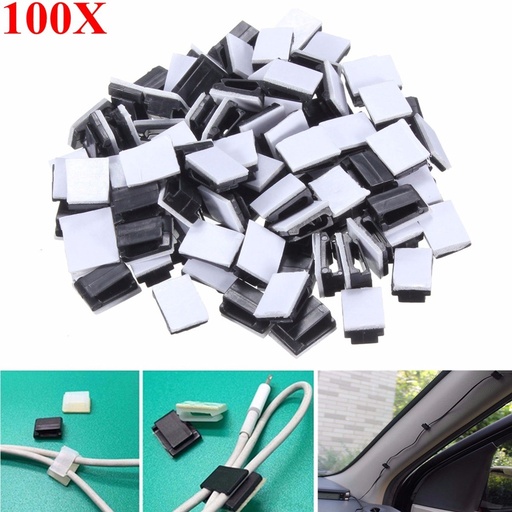 [32692698005-TW] 最新的100pcs黑色塑料電線矩形電纜固定夾夾夾自粘電纜夾舞會