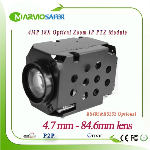 [32724092764-TW] 4MP 2592X1520 IP PTZ相機模塊X18光Zoom 4.7-84.6mm鏡頭RS485 / RS232支持Pelco-D / P