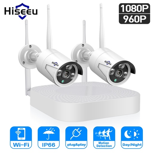 [32757669783-TW] hiseeu wifi家庭安全攝像機系統WiFi 4CH 1080p CCTV NVR套件2PCS 960P/1080P無線視頻S