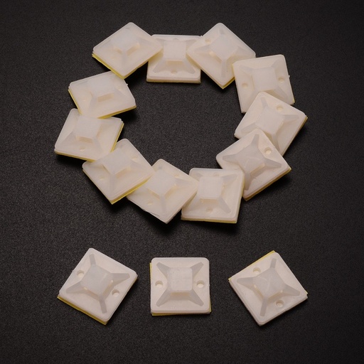[32763633625-TW] 100pcs/pack白色自動粘連電纜線拉鍊扎架底座牆支架20*20mm