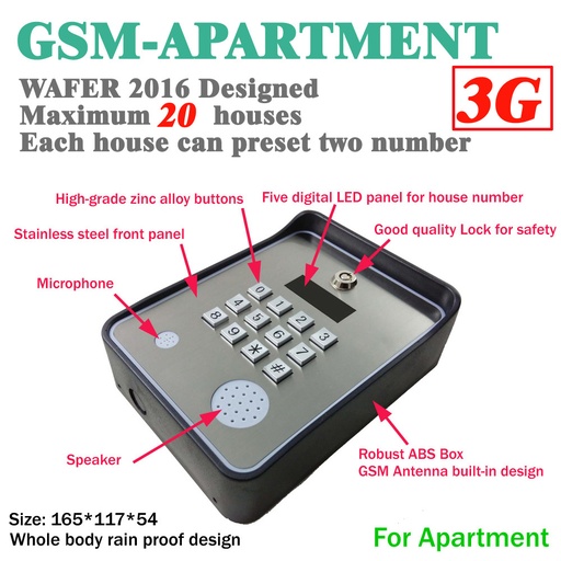 [32793701771-TW] 3G版本的嶄新代碼 /鍵槃無線GSM音頻門電話智能短信門鎖
