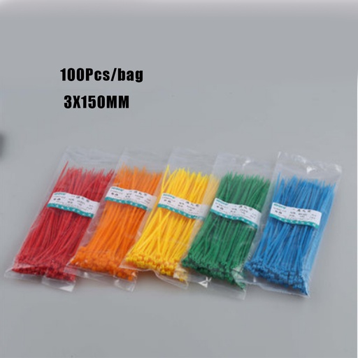 [32808435071-TW] 新到達100pcs/bag 3x150mm自鎖白色黑色紅色藍色黃色尼龍線電纜拉鍊紮帶CA