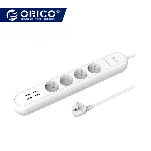 [32829247527-TW] ORICO智能USB電源套筒歐盟插頭插頭超載開關電湧保護器4帶有USB充電器的插座