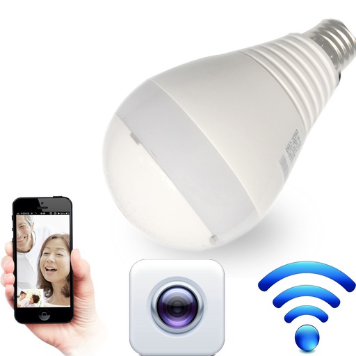 [32838652178-TW] LED燈泡燈帶有360度WiFi攝像頭全景無線全景監視安全工具h