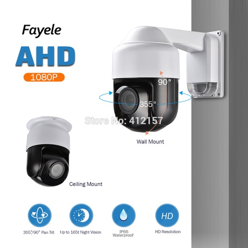 [32842063619-TW] 室外CCTV安全性AHD 1080P PTZ相機全高清2MP 3“迷你尺寸4x Zoom 2.8-12mm IR自動焦點U
