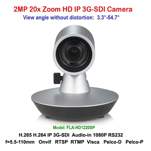 [32858183108-TW] H.265 2MP 20X ZOOM 3G-SDI IP MINI視頻會議攝像機支持RTSP RTMP VISCA PELCO協議