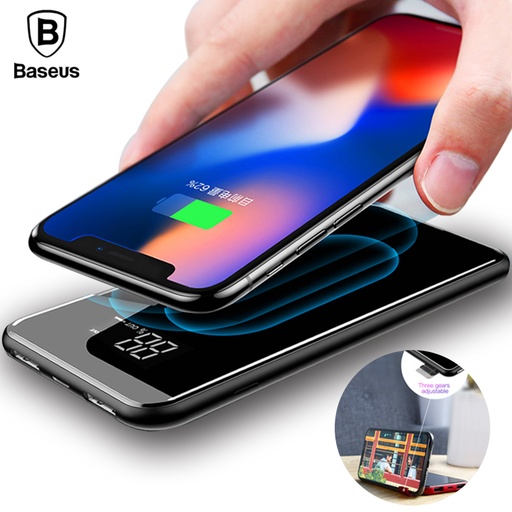 [32860689297-TW] BASEUS 8000mAh Qi無線充電器電源iPhone X 8 LCD雙USB電池充電器無線無線P