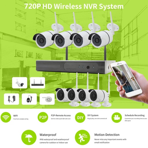 [32900328795-TW] 8CH 720P無線WiFi NVR室外CCTV安全夜視IP攝像機實時事件鋁