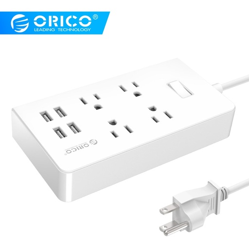 [32901138301-TW] ORICO電子帶插座美國插頭電源2 AC 4 AC出口電湧保護器4 USB充電器1。