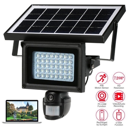 [32915413405-TW] 太陽能防水IR DVR安全攝像機720p PIR運動檢測視頻記錄室外Securit